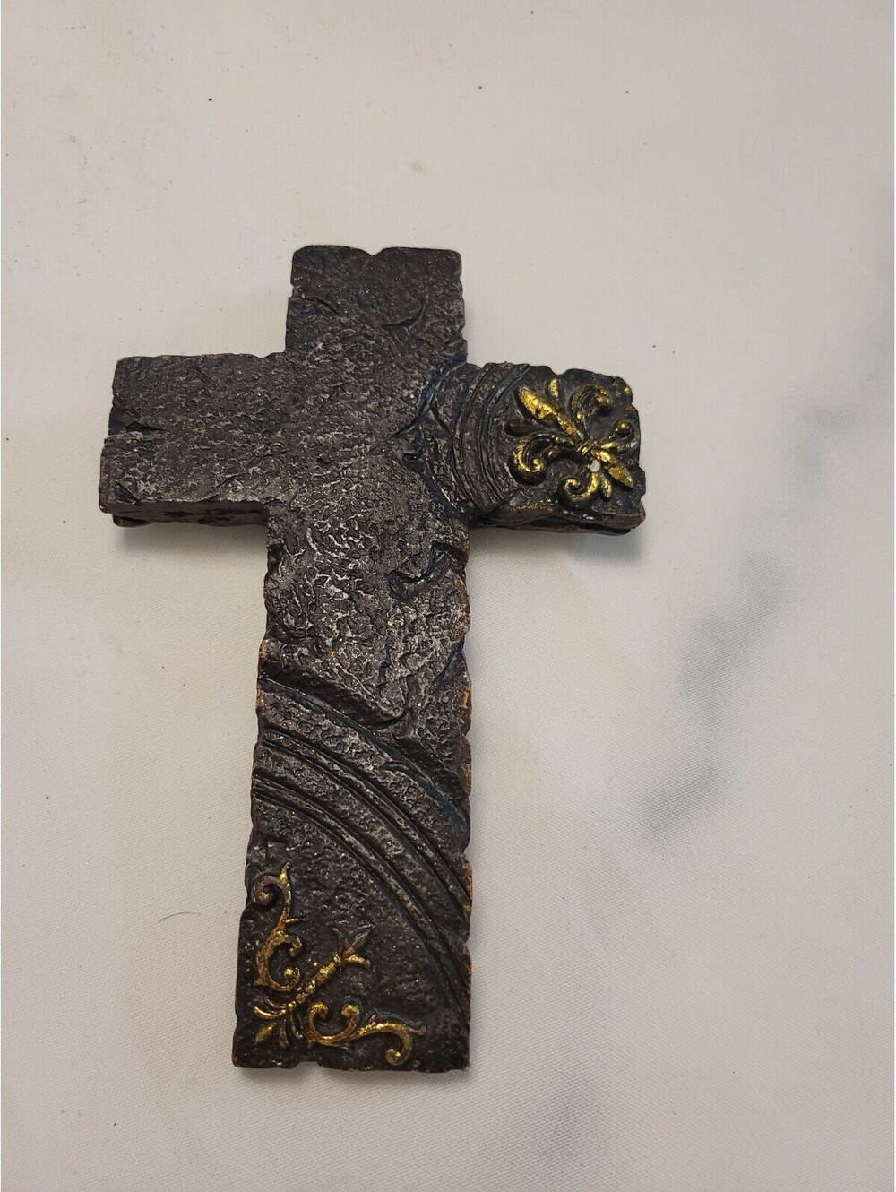 Decorative Wall Hanging Cross with Gold Accent 7x5